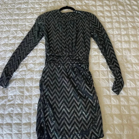 Ba&sh metallic chevron robe Flavie embellished mini dress - Picture 14 of 16